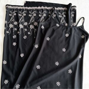 Younique Clothing Vintage Black Floral Embroidered Maxi Dress Women's Medium